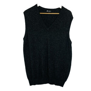 Men's Large Cashmere Boutique 100% Cashmere Gray V-Neck Sweater Vest